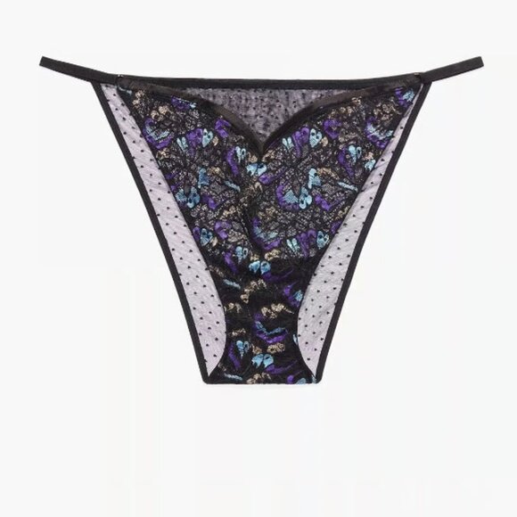 Savage X Fenty Butterfly Wings Lace & Mesh String Bikini Panty, 3X, 3XL, NEW - Picture 1 of 3